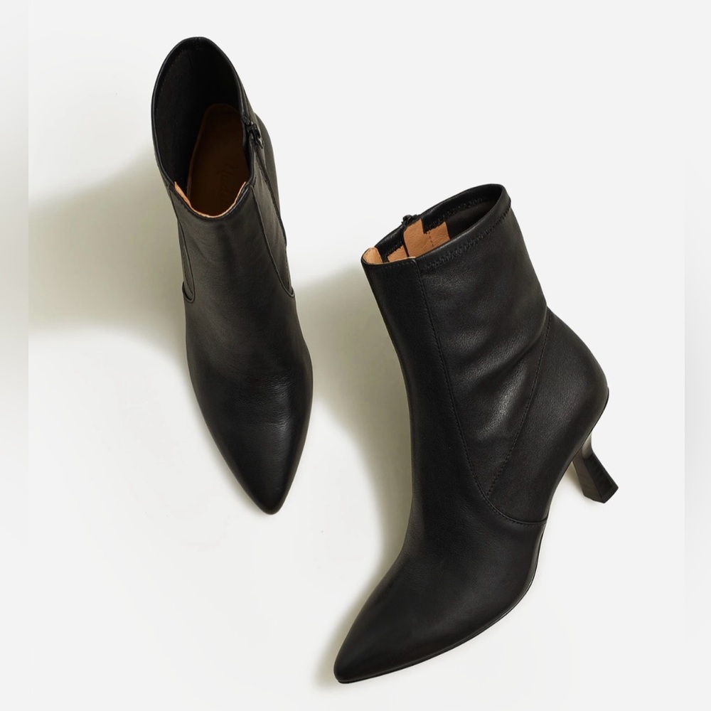 Madewell Justine Black Leather Booties Boots NEW
